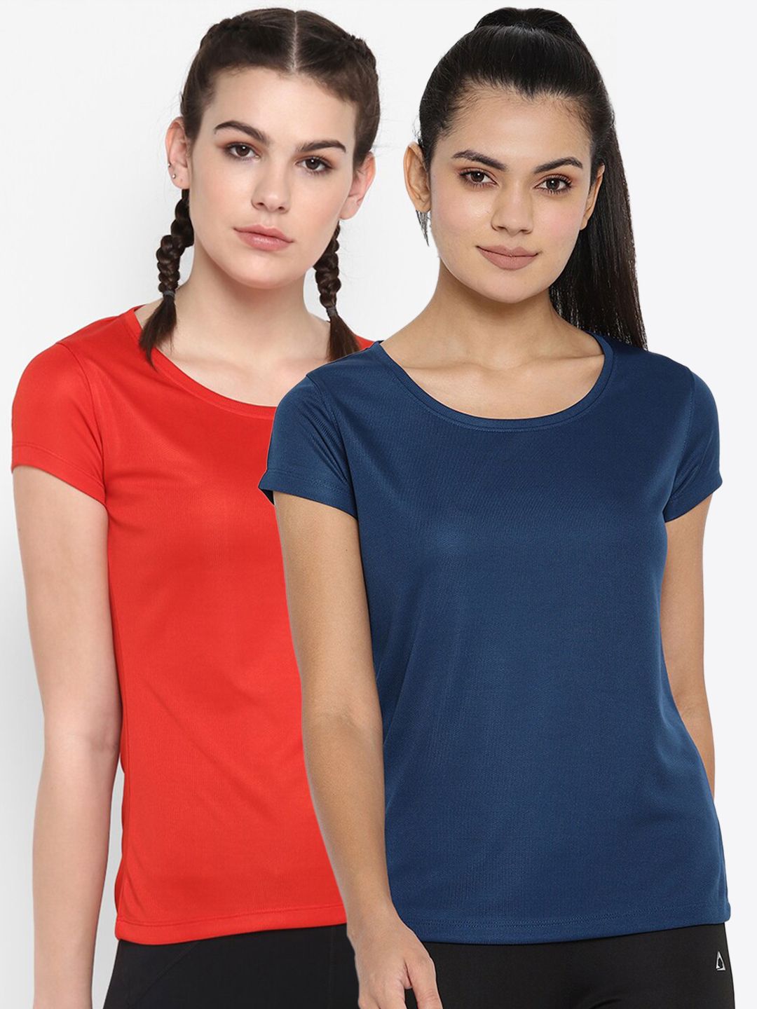 Women Multicoloured Pack Of 2 Slim Fit T-shirt