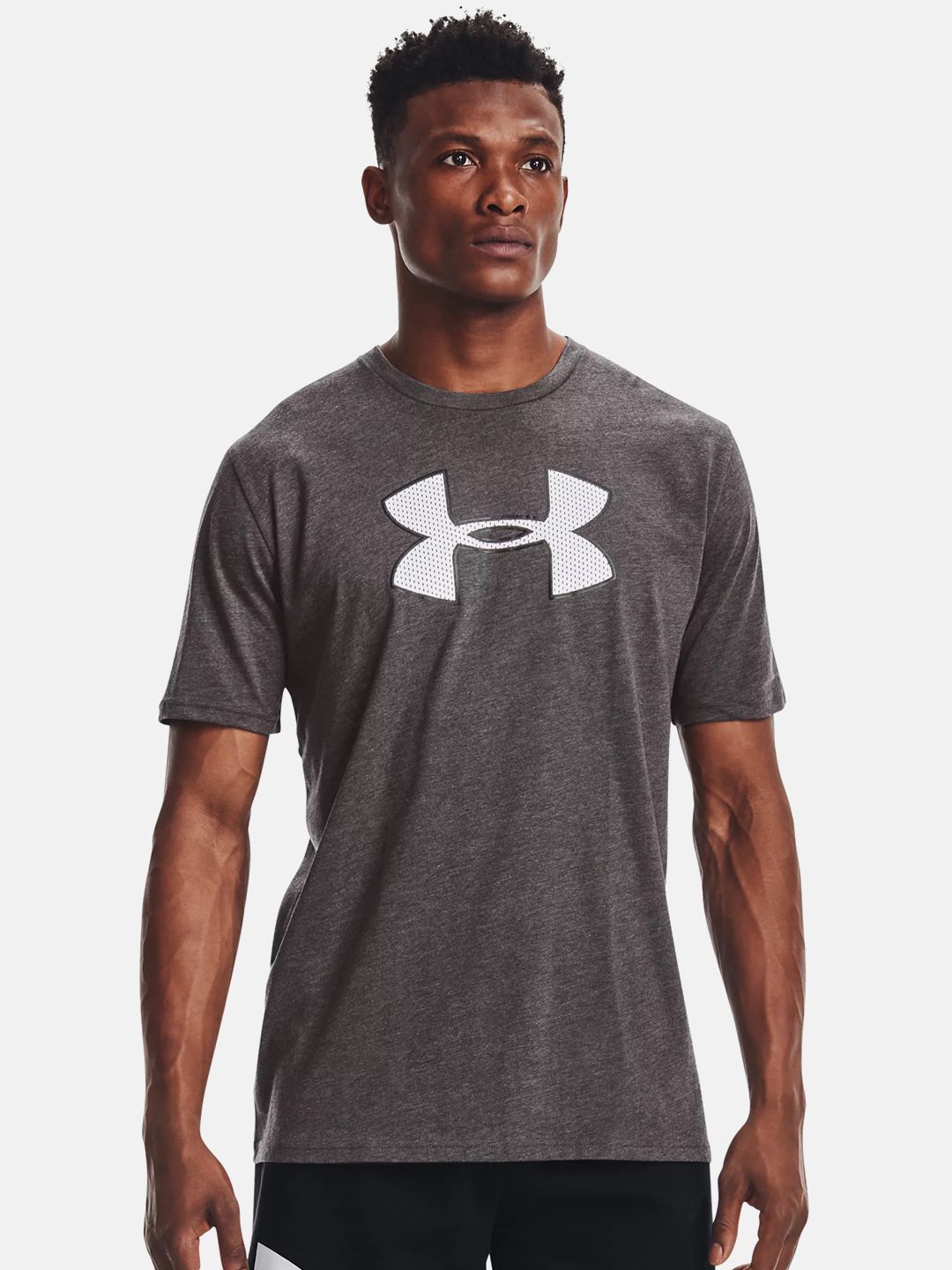 Men Charcoal Grey Big Logo SS Printed T-shirt